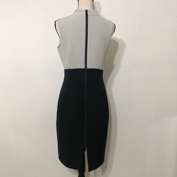 Halogen light Gray and Black Colorblock Mock Neck Sheath Dress Size 4 - Picture 5 of 9